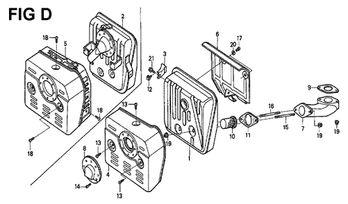 Fig-12 Diagram and Parts List for GXV340K1 Type DA Honda Engine