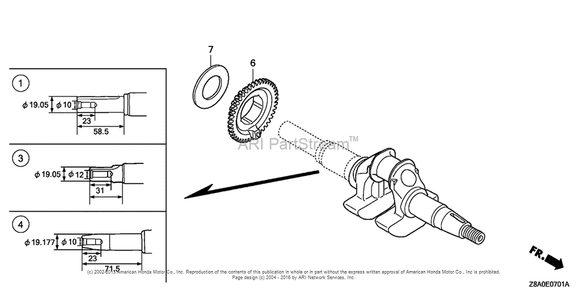 Crankshaft (2) Diagram and Parts List for GC160LA (typeQHC)(GCAHA-3599750) Honda Engine