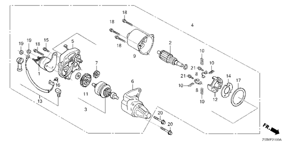 Starter Motor (1) Diagram and Parts List for GX390UT2 (Type  QAE2/A)(GCBCT-3000001 - 9999999) Honda Engine