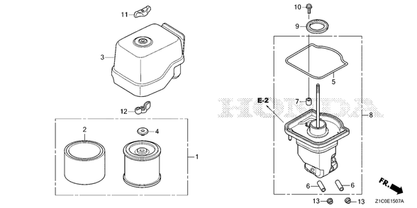 Air Cleaner (8) Diagram and Parts List for GX390UT2 (Type  SCC/B)(GCBCT-1000001 - 3485996) Honda Engine
