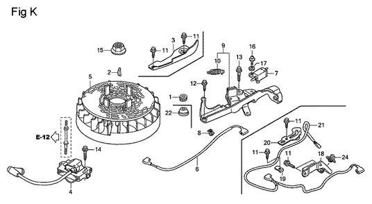 Fig-11 Diagram and Parts List for GSV190LA Type S3A Honda Engine
