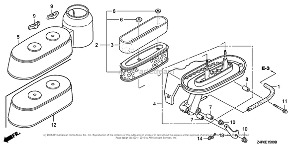 Air Cleaner Diagram and Parts List for GXV160UH2 (typeN1AB)(GJABH-1000001) Honda Engine