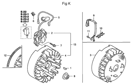 Fig-11 Diagram and Parts List for GC160A Type QEA Honda Engine