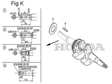 Fig-11 Diagram and Parts List for GS190A Type QBA2 Honda Engine