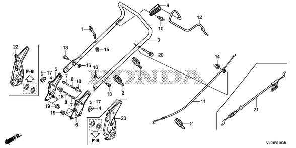 Part Location Diagram of 54530-VL0-S01 Honda Cable, Brake