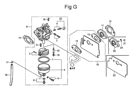 Fig-7 Diagram and Parts List for GC160 Type QHA Honda Engine