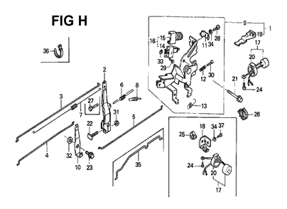 Fig-6 Diagram and Parts List for GXV340K1 Type DN Honda Engine