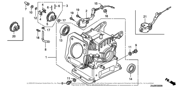 Cylinder Barrel Diagram and Parts List for GX160U1 (typeWKD6)(GCACK-1000001) Honda Engine