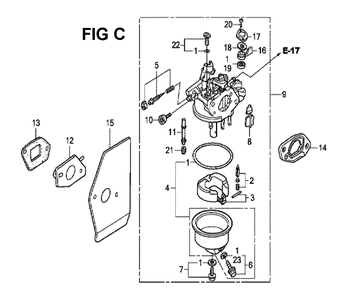 Fig-9 Diagram and Parts List for GXV160H2 Type N6 Honda Engine