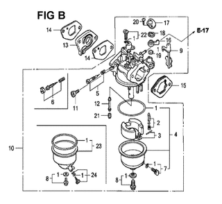 Fig-12 Diagram and Parts List for GXV120 Type SFTH Honda Engine