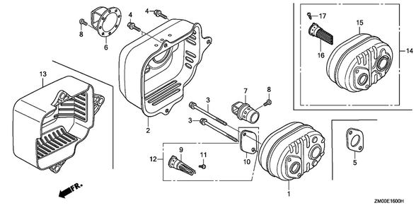 Muffler Diagram and Parts List for GCV160LA1 (Type N5AF/A)(GJATA-2000001-9999999) Honda Engine