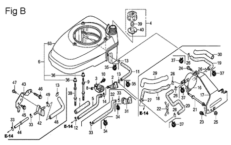 Fig-2 Diagram and Parts List for GCV160A Type A1A Honda Engine
