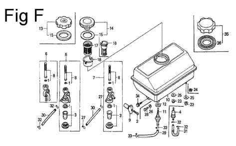 Fig-6 Diagram and Parts List for G100 Type Q Honda Engine