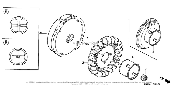 Flywheel Diagram and Parts List for GX120UT1 (typeKRSB)(GCAGT-1000001) Honda Engine