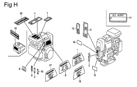 Fig-8 Diagram and Parts List for GC160 Type SHE3 Honda Engine