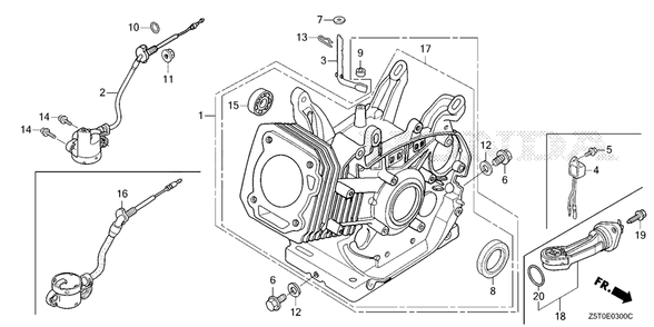 Cylinder Barrel Diagram and Parts List for GX390UT2 (Type  LX2/A)(GCBCT-3000001 - 3485996) Honda Engine