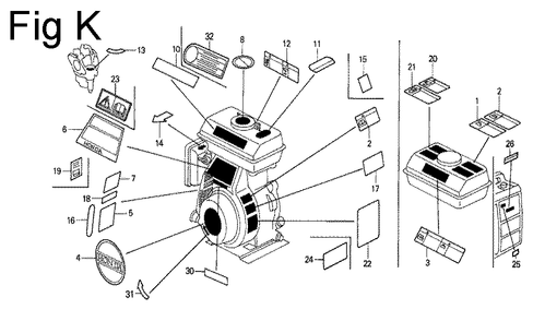 Fig-11 Diagram and Parts List for G100 Type Q Honda Engine
