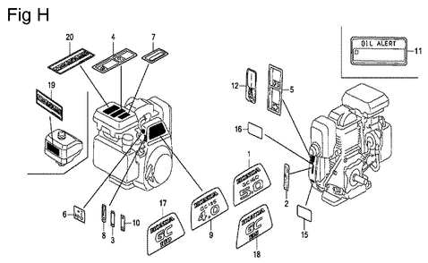 Fig-8 Diagram and Parts List for GC160 Type QHE Honda Engine