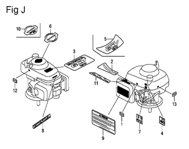 Fig-10 Diagram and Parts List for GCV190LA Type N5AP Honda Engine