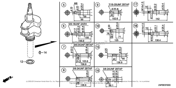Crankshaft + Piston Diagram and Parts List for GXV160UH2 (typeN1)(GJABH-1000001) Honda Engine