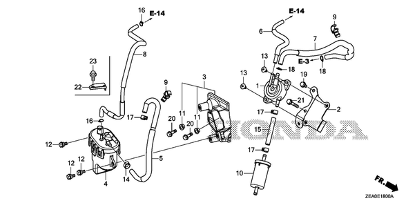 Fuel Pump Diagram and Parts List for GX700IRHX (Type BXF)(GCAUH-1000001-9999999) Honda Engine