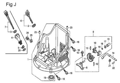 Fig-10 Diagram and Parts List for GCV190A Type N5AF Honda Engine