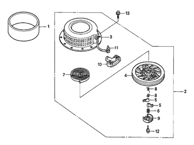 Fig-0 Diagram and Parts List for GXV340A2 Type DP23 Honda Engine