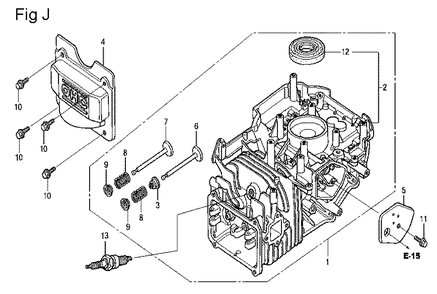 Fig-10 Diagram and Parts List for GCV160LA Type N1A Honda Engine