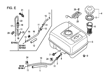 Fig-5 Diagram and Parts List for GX120T1 Type QH26 Honda Engine