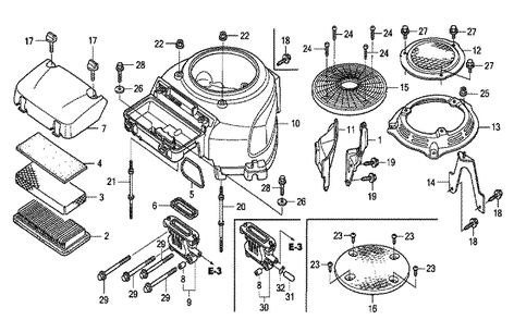 Fig-0 Diagram and Parts List for GCV520U Type SEE4 Honda Engine