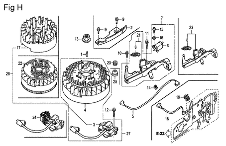 Fig-8 Diagram and Parts List for GCV160LE Type A7H1 Honda Engine
