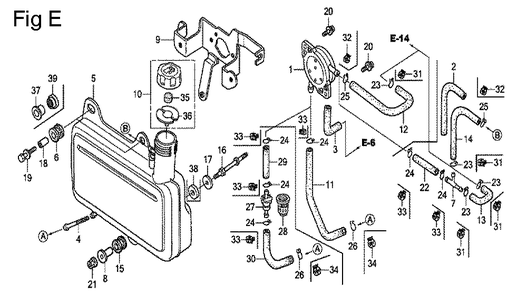 Fig-5 Diagram and Parts List for GC160A Type QHE5 Honda Engine