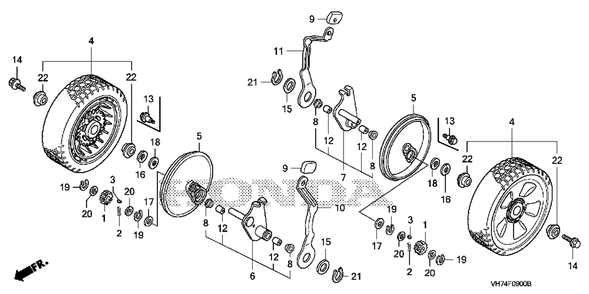 Rear Wheel Diagram and Parts List for HRX217K6 (Type  HYA)(MAMA-1000001 - 9999999) Honda Lawn Mower