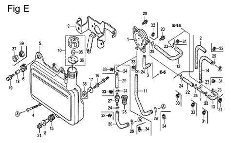 Fig-5 Diagram and Parts List for GC135 Type QHE Honda Engine