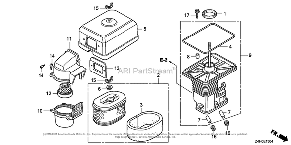 Air Cleaner (5) Diagram and Parts List for GX120UT1 (typeKRSB)(GCAGT-1000001) Honda Engine