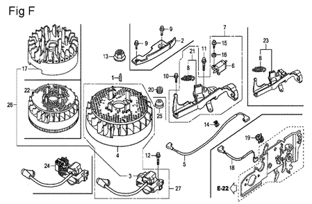 Fig-6 Diagram and Parts List for GCV160A Type A2R Honda Engine