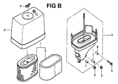 Fig-3 Diagram and Parts List for GXV340K2 Type DCA Honda Engine