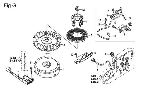 Fig-7 Diagram and Parts List for GCV160LA0 Type N1A Honda Engine