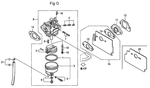 Fig-7 Diagram and Parts List for GC160LA Type QHG Honda Engine