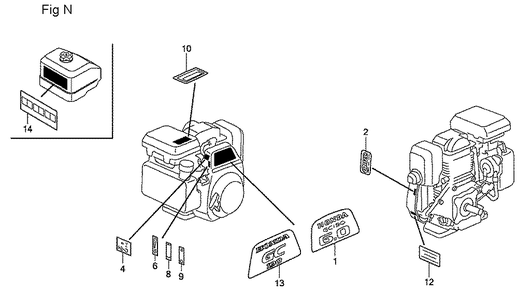 Fig-14 Diagram and Parts List for GC190A Type QEA Honda Engine