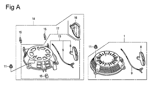 Fig-1 Diagram and Parts List for GCV160A Type N5R Honda Engine