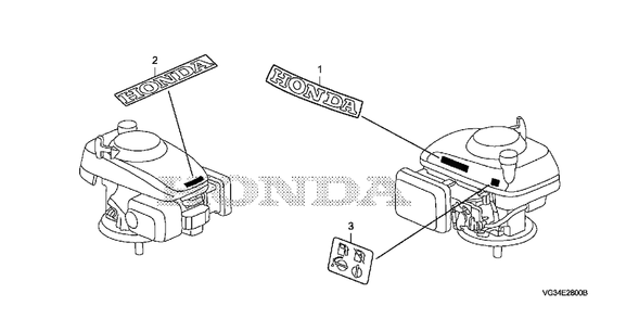 Labels (1) Diagram and Parts List for HRS216K6 (Type  VKAA)(MZBZ-1000001 - 9999999) Honda Lawn Mower