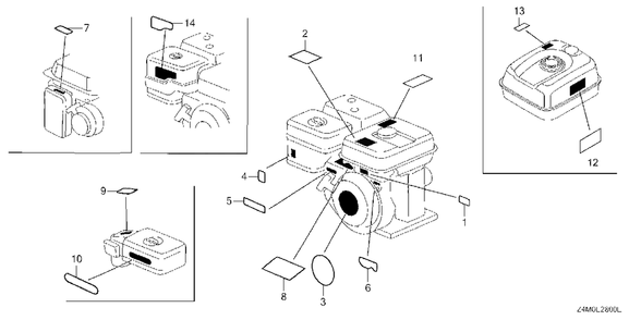 Part Location Diagram of 87521-Z4M-000 Honda Emblem (Gx160)