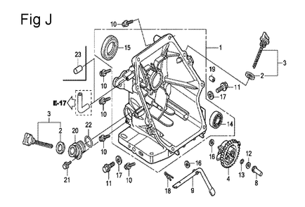 Fig-10 Diagram and Parts List for GC160 Type QHE Honda Engine
