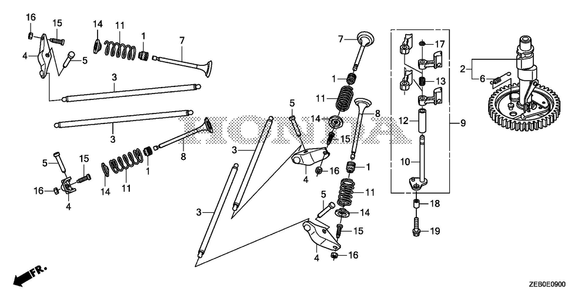 Camshaft Diagram and Parts List for GXV800IRH (Type QYX4)(GJALH-1000001-9999999) Honda Engine