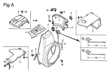 Fig-1 Diagram and Parts List for G100K1 Type ST Honda Engine
