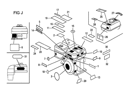 Fig-10 Diagram and Parts List for GX120T1 Type QX Honda Engine