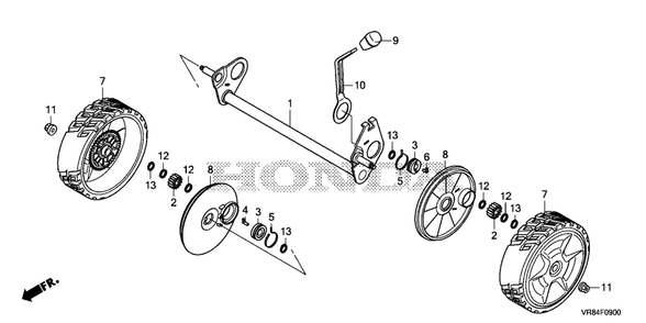 Rear Wheel Diagram and Parts List for HRN216 (Type  VYAA)(MANA-1000001 - 9999999) Honda Lawn Mower