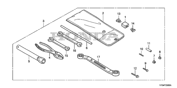 Part Location Diagram of 84702-ST5-000 Honda Bag, Tool