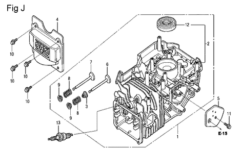 Fig-10 Diagram and Parts List for GCV160LA Type N5MF Honda Engine